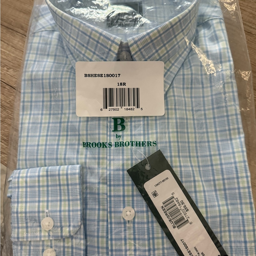 Brooks Brothers Light Blue Checkered Dress Shirt for youth boy/preteen